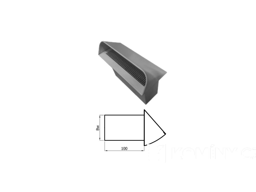 Kanál externého prívodu vzduchu 200x90mm mriežka prívodu vzduchu